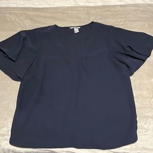 H&M navy short sleeve blouse